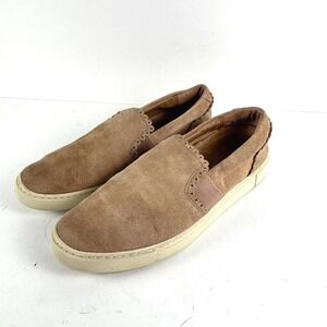 Frye Tan Suede Scalloped Slip On Sneakers Women's Shoes 9.5